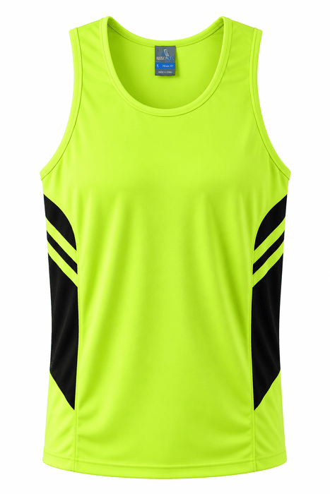 Tasman Mens Singlets - NEON YELLOW/BLACK