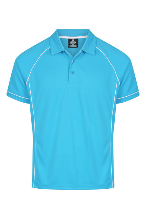 Endeavour Mens Polos - PACIFIC BLUE/WHITE