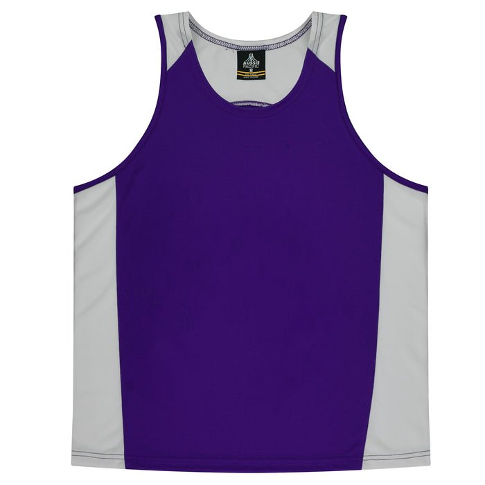 Premier Kids Singlets - PURPLE/WHITE