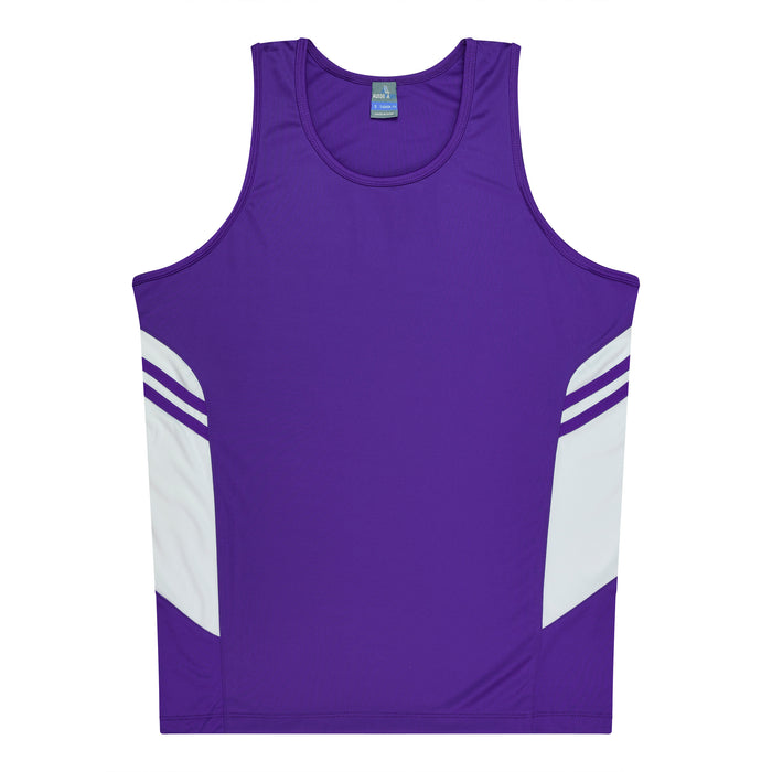 Tasman Kids Singlets - PURPLE/WHITE