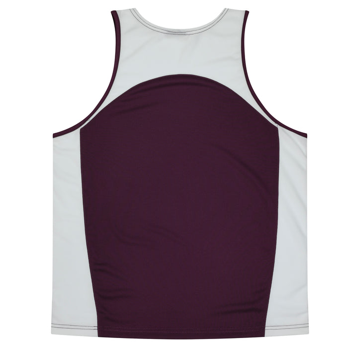 Premier Kids Singlets - BURGUNDY/WHITE