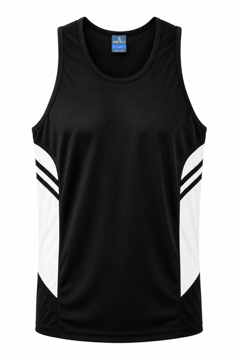 Tasman Mens Singlets - BLACK/WHITE