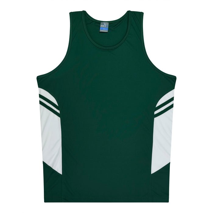 Tasman Kids Singlets - BOTTLE/WHITE
