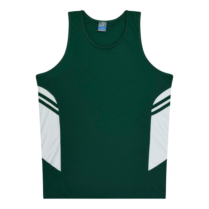 Tasman Kids Singlets - BOTTLE/WHITE