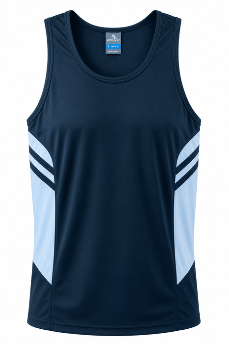 Tasman Mens Singlets - NAVY/SKY