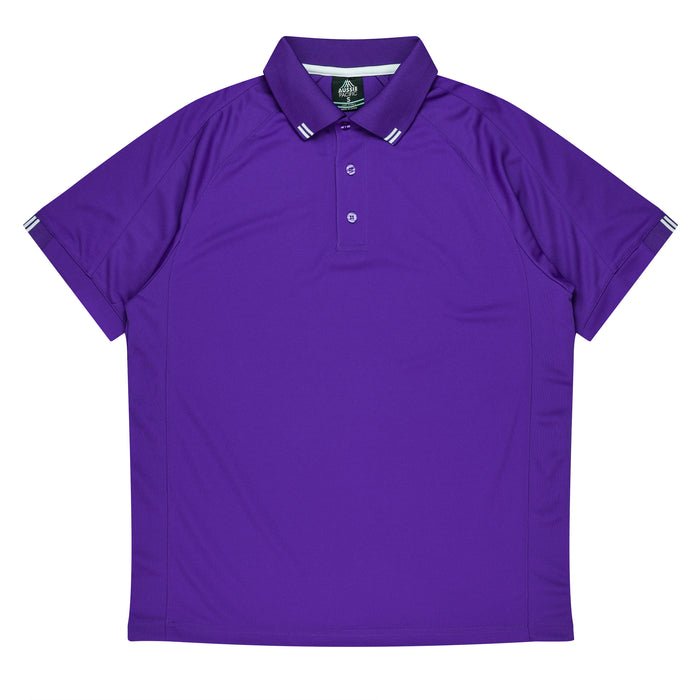 Flinders Mens Polos - PURPLE/WHITE