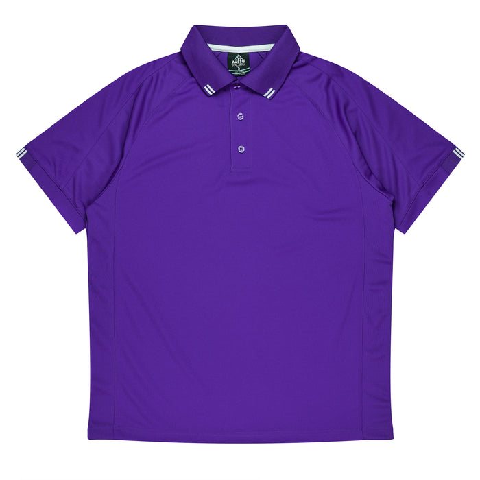 Flinders Mens Polos - PURPLE/WHITE
