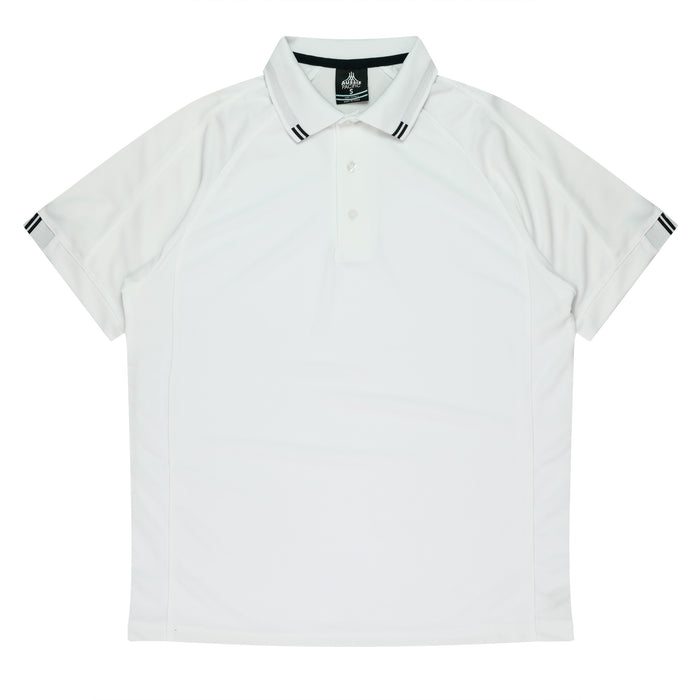 Flinders Mens Polos - WHITE/BLACK