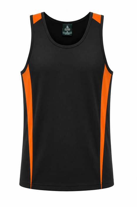 Eureka Mens Singlets - BLACK/ORANGE