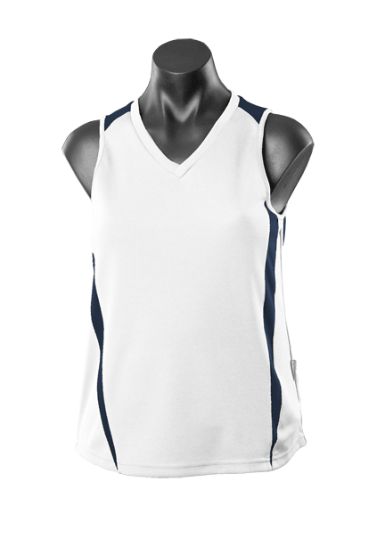 Eureka Lady Singlets - WHITE/NAVY