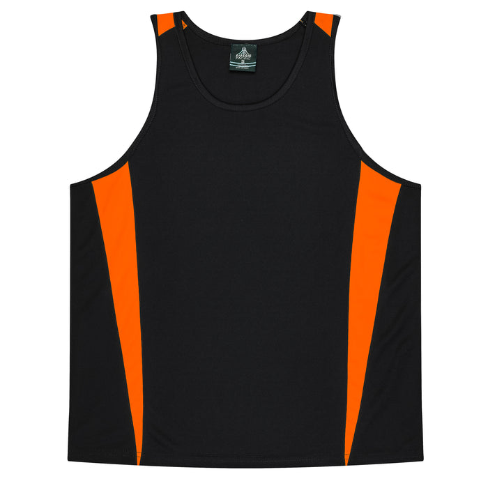 Eureka Kids Singlets - BLACK/ORANGE