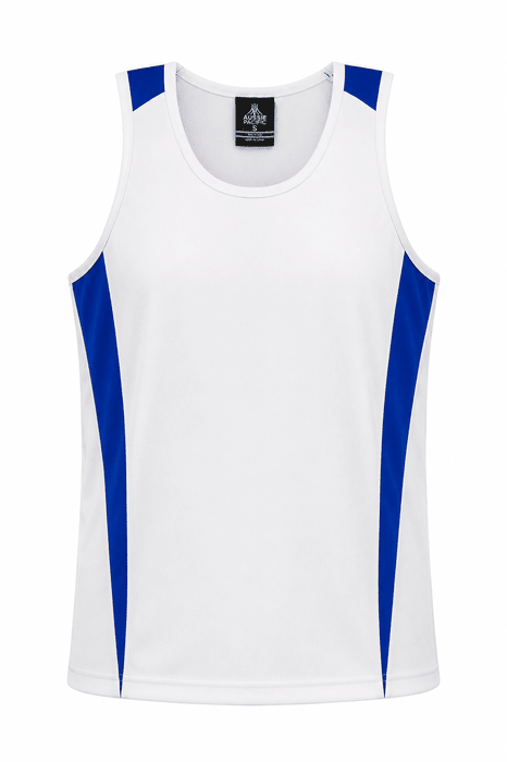 Eureka Mens Singlets - WHITE/ROYAL