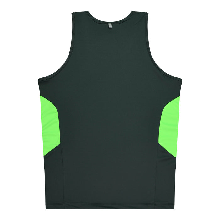 Tasman Kids Singlets - SLATE/NEON GREEN