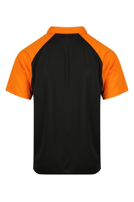 Manly Mens Polos - BLACK/ELECTRIC ORANGE