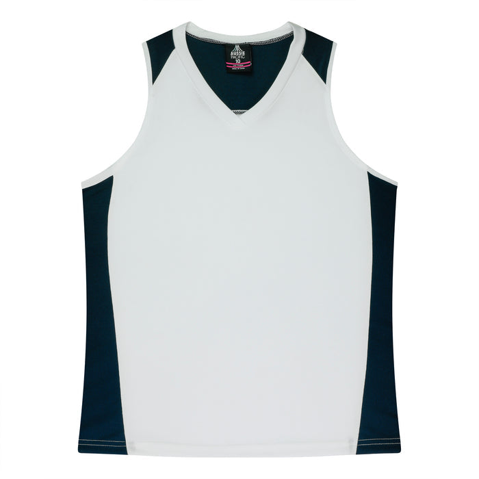 Premier Lady Singlets - WHITE/NAVY