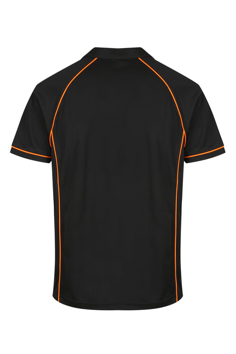 Endeavour Mens Polos - BLACK/ORANGE