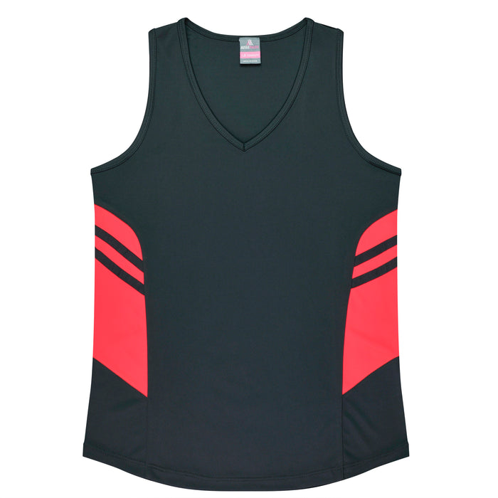 Tasman Lady Singlets - SLATE/NEON PINK