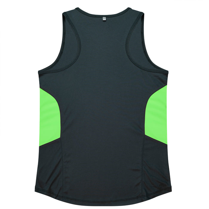 Tasman Lady Singlets - SLATE/NEON GREEN