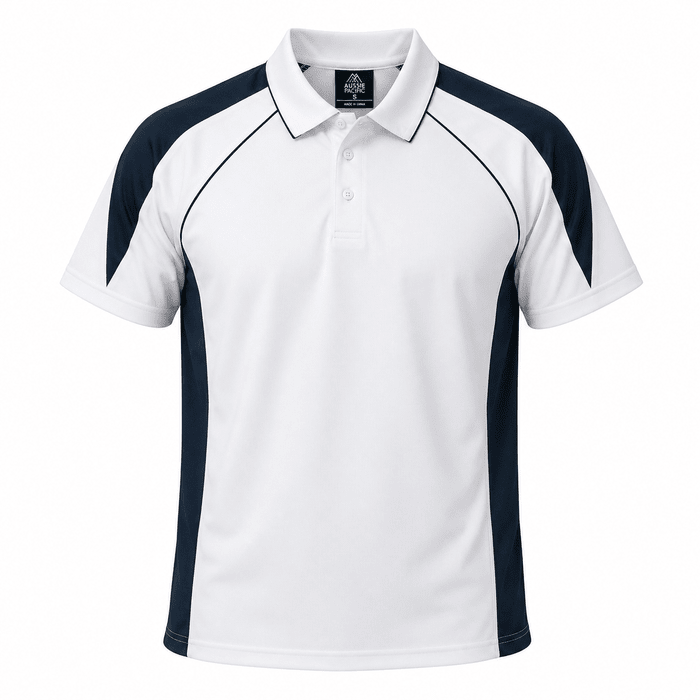 Premier Mens Polos - WHITE/NAVY