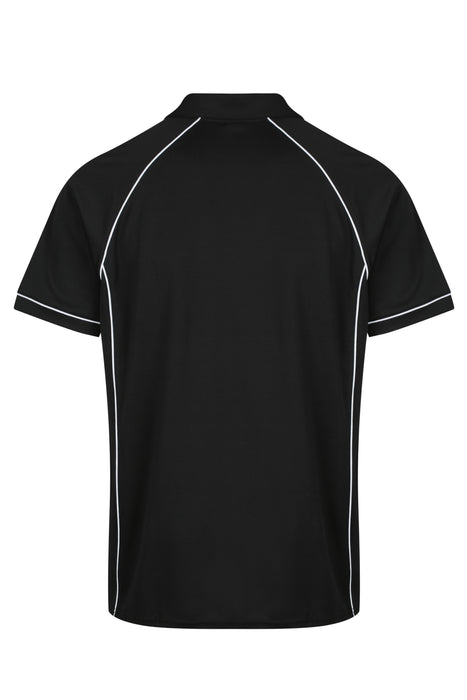 Endeavour Mens Polos - BLACK/WHITE