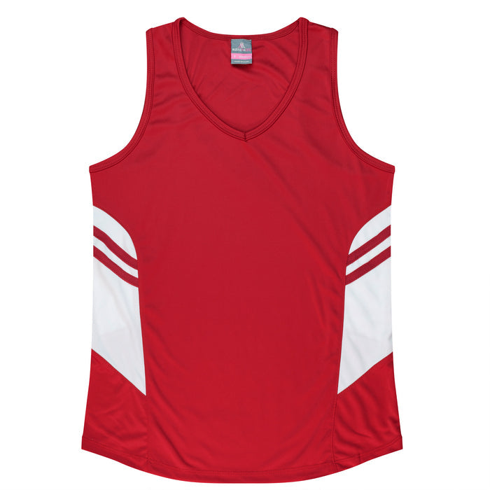 Tasman Lady Singlets - RED/WHITE