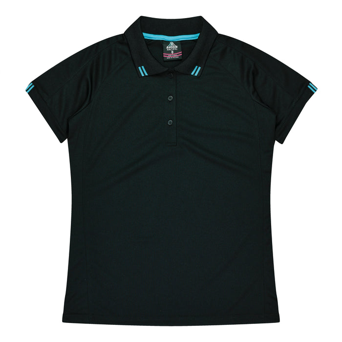 Flinders Lady Polos - BLACK/TEAL