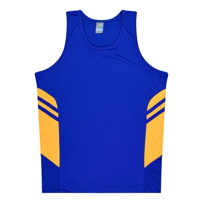 Tasman Kids Singlets - ROYAL/GOLD