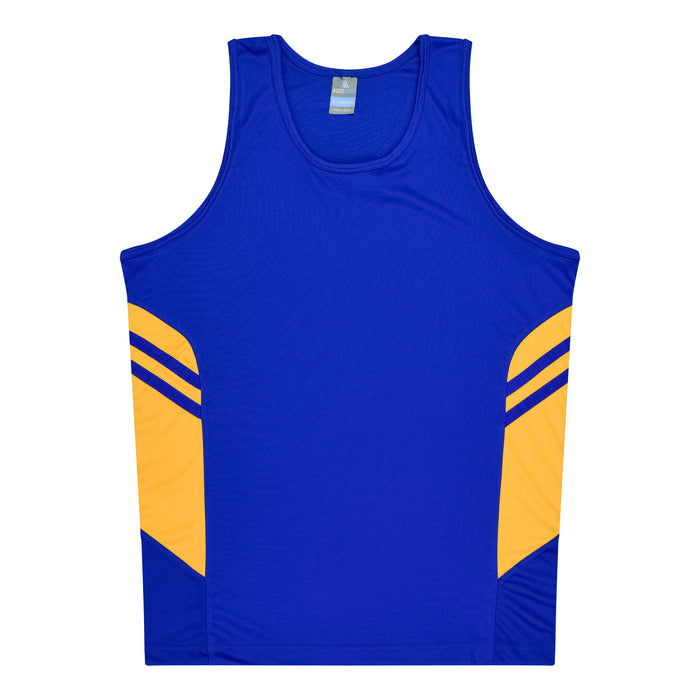 Tasman Kids Singlets - ROYAL/GOLD