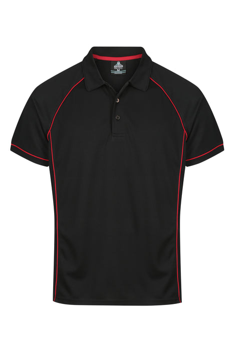 Endeavour Mens Polos - BLACK/RED