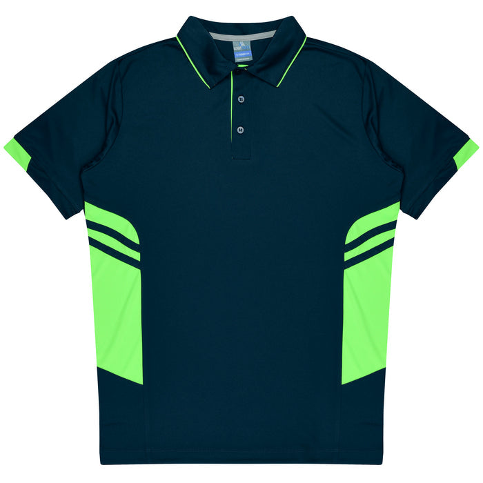 Tasman Kids Polos - NAVY/NEON GREEN