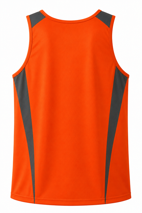 Eureka Mens Singlets - ORANGE/CHARCOAL