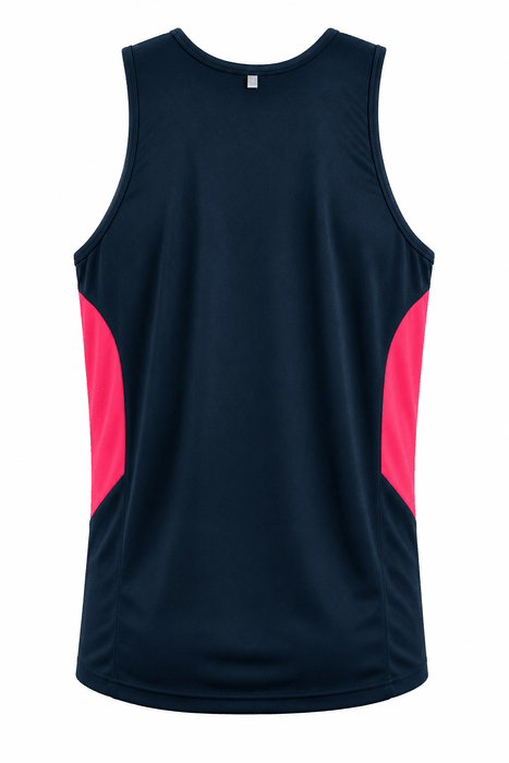 Tasman Mens Singlets - NAVY/NEON PINK