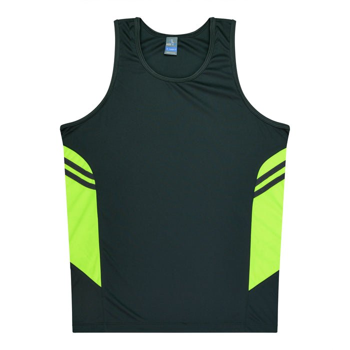 Tasman Kids Singlets - SLATE/NEON YELLOW