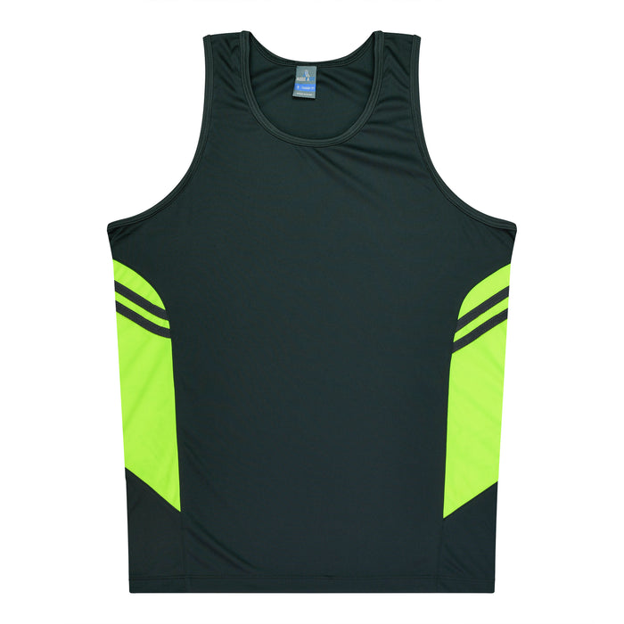 Tasman Kids Singlets - SLATE/NEON YELLOW