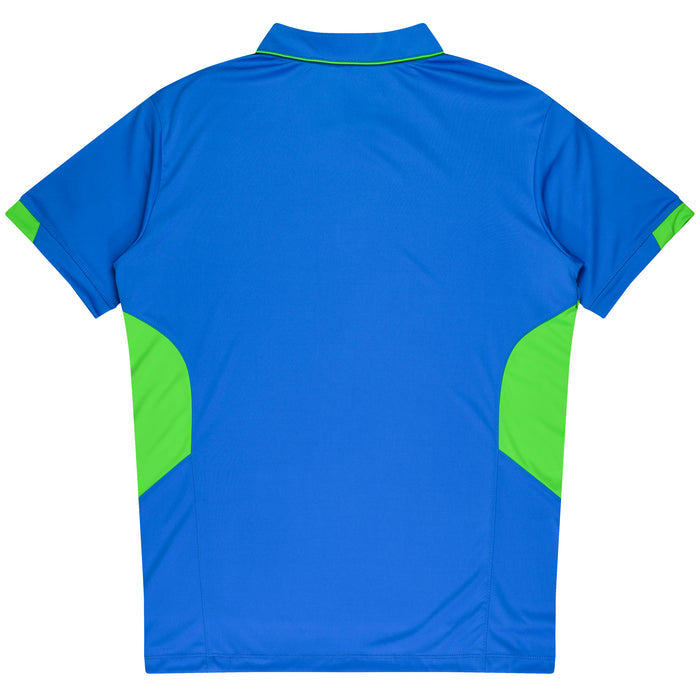 Tasman Kids Polos - CYAN/NEON GREEN