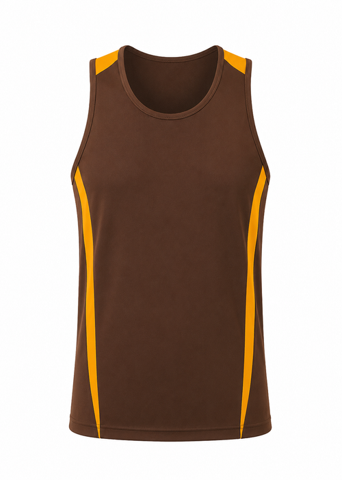 Eureka Mens Singlets - CHOCOLATE/GOLD