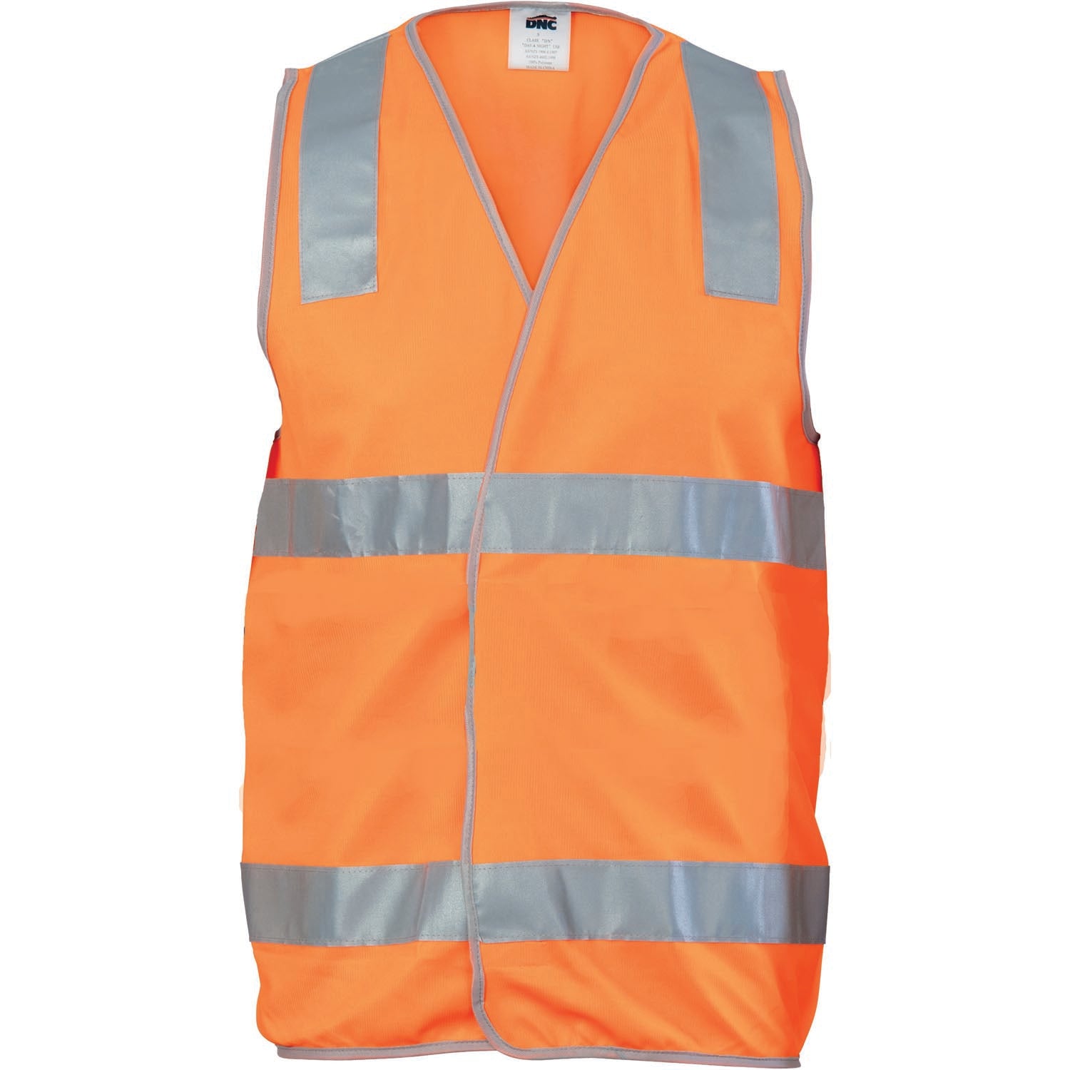 Day/Night Safety Vest with Hoop & Shoulder CSR R/Tape - Orange