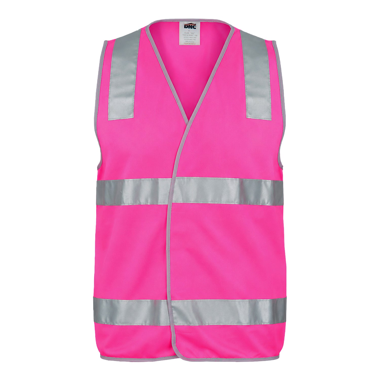Day/Night Safety Vest with Hoop & Shoulder CSR R/Tape - Pink