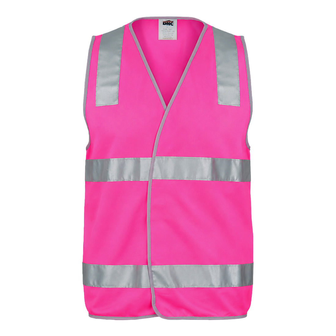 Day/Night Safety Vest with Hoop & Shoulder CSR R/Tape - Pink