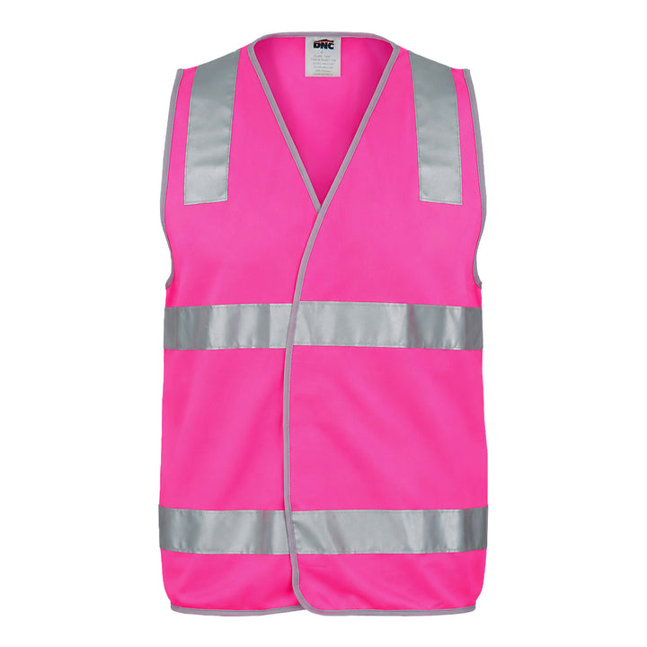 Day/Night Safety Vest with Hoop & Shoulder CSR R/Tape - Pink