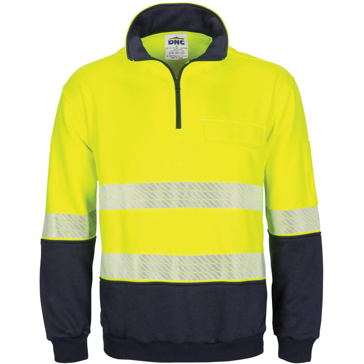 HIVIS Segment Taped 1/2 Zip Fleecy Windcheater - Yellow/Navy