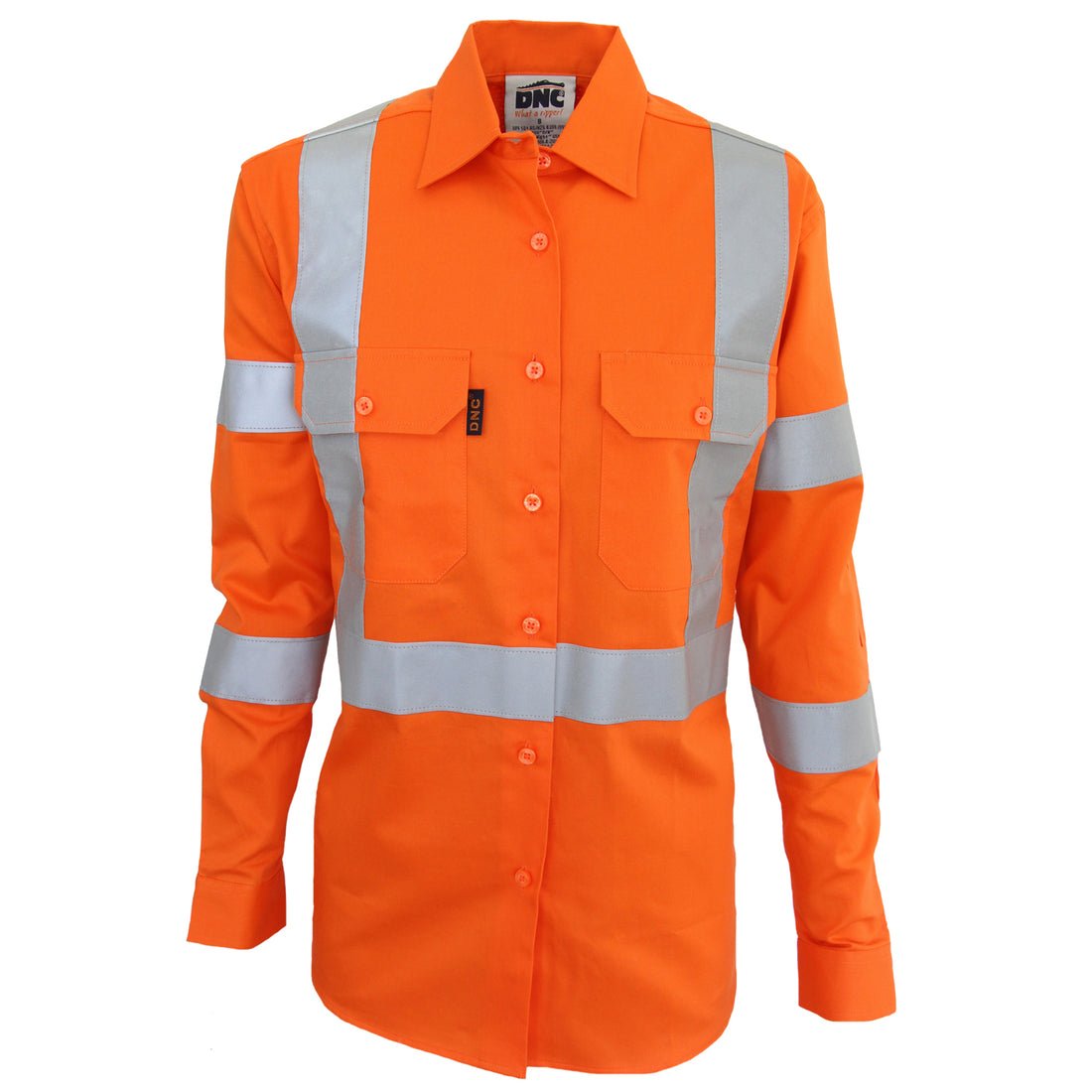 Ladies HiVis 3 Way Vented "X" Back & Bio-Motion CSR R/Tape Shirt - Rail Orange