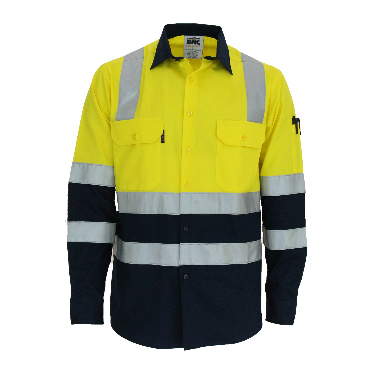 HiVis Two Tone L/W Cotton Bio-Motion & "X" Back Shirt with CSR R/Tape - L/S