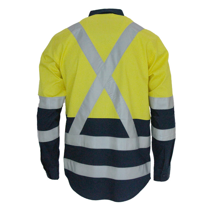 HiVis Two Tone L/W Cotton Bio-Motion & "X" Back Shirt with CSR R/Tape - L/S