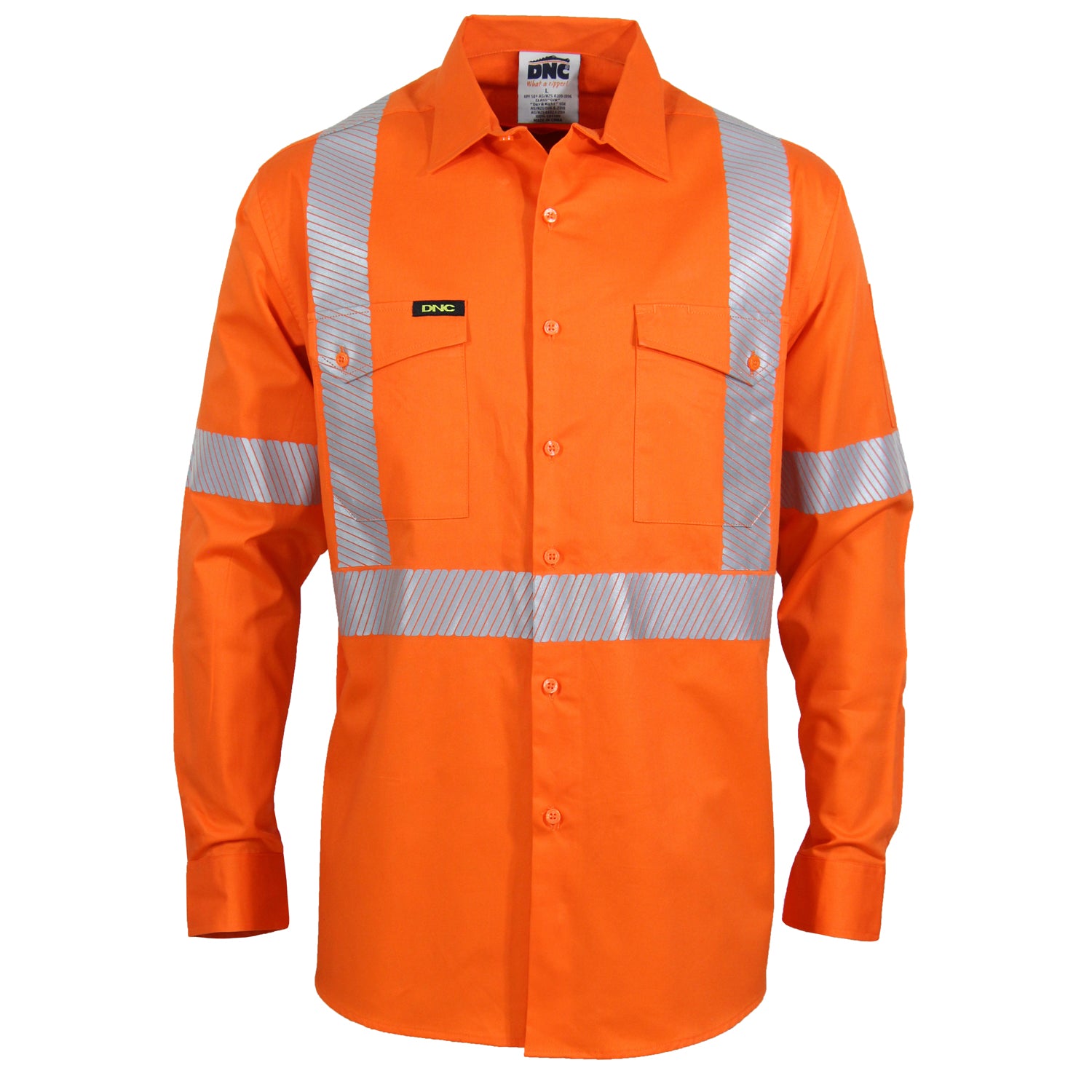 HiVis Segmented Tape Coolight "X" Back Shirt - Rail Orange