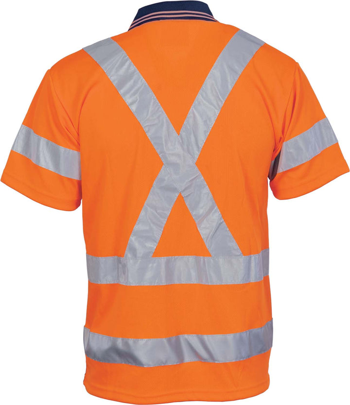 HiVis D/N Cool Breathe Polo Shirt with "X" Back CSR R/Tape - Short Sleeve