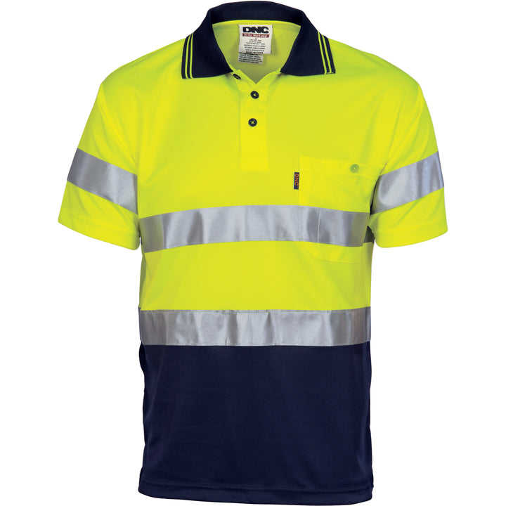 HiVis D/N Cool Breathe Polo Shirt with CSR R/Tape - Short Sleeve - Yellow/Navy
