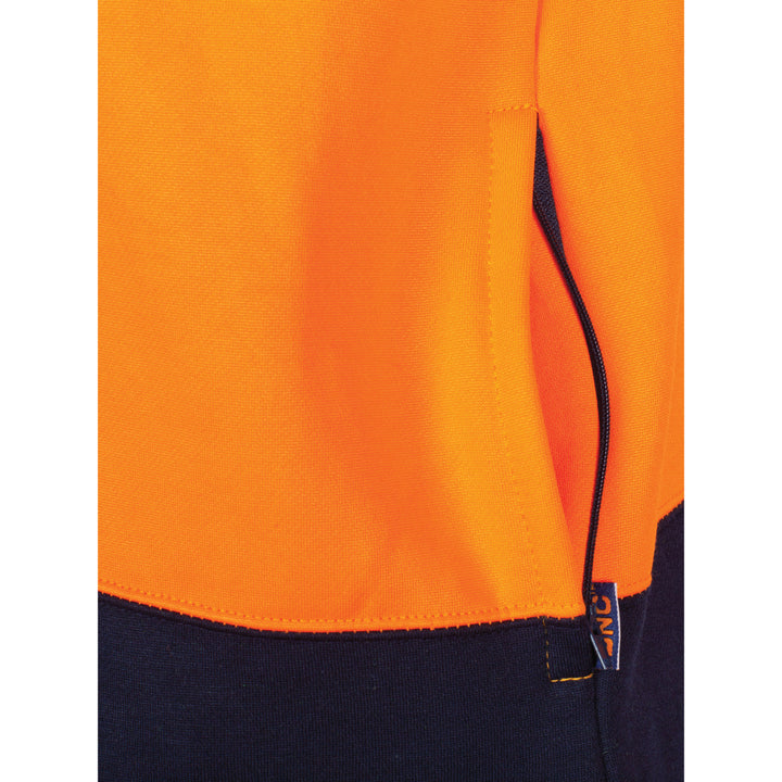 HiVis Two Tone Full Zip Fleecy Sweatshirt with Two Side Zipped Pockets