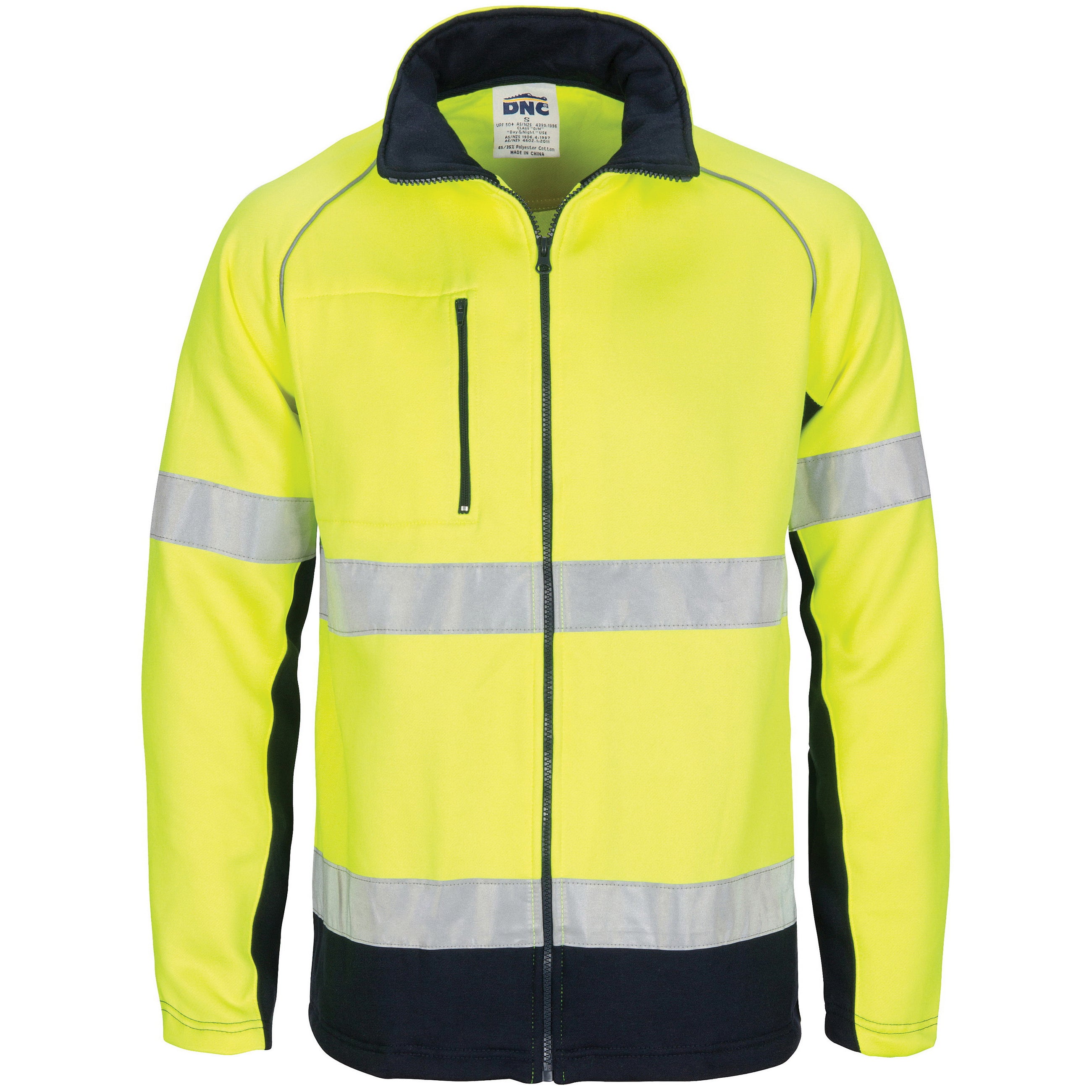 HiVis Two Tone Full Zip Fleecy Sweatshirt CSR R/Tape - Yellow/Navy