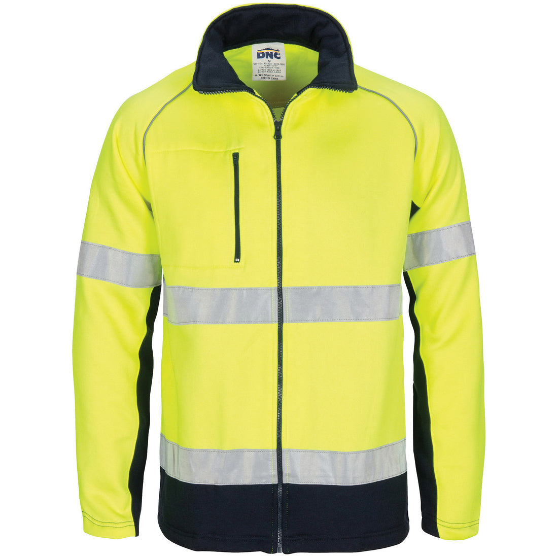 HiVis Two Tone Full Zip Fleecy Sweatshirt CSR R/Tape - Yellow/Navy